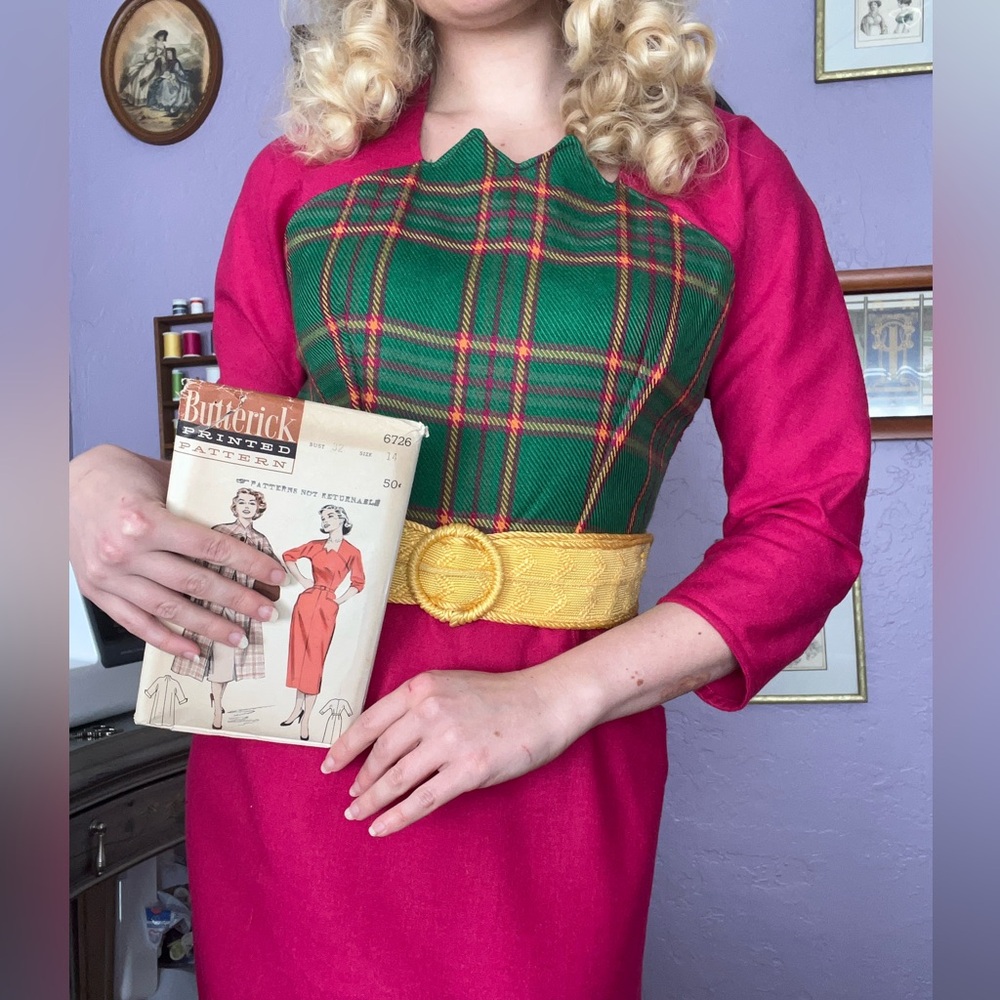 Reproduction 1950s Pencil Dress Wool